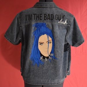 - Hand Painted Billie Eilish Thin Denim Shirt
